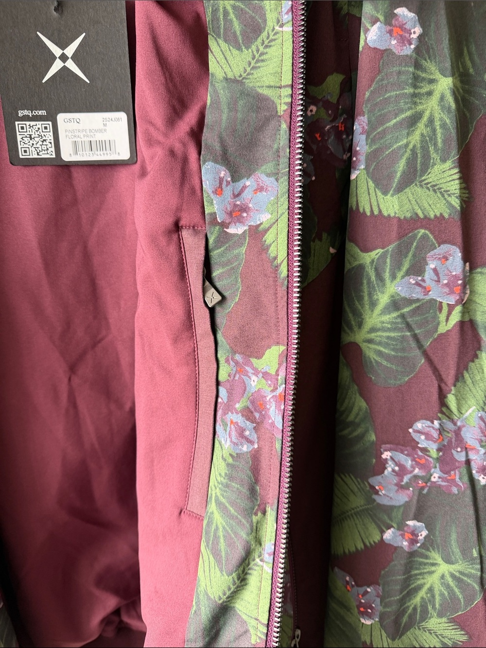 GSTQ Floral Pinstripe Bomber Jacket in Green Men’s Medium - Picture 11 of 16